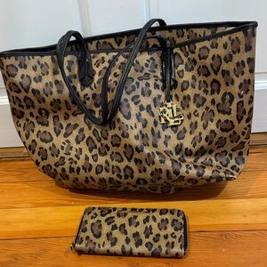 Lauren Ralph Lauren Leopard Print Tote and Wallet